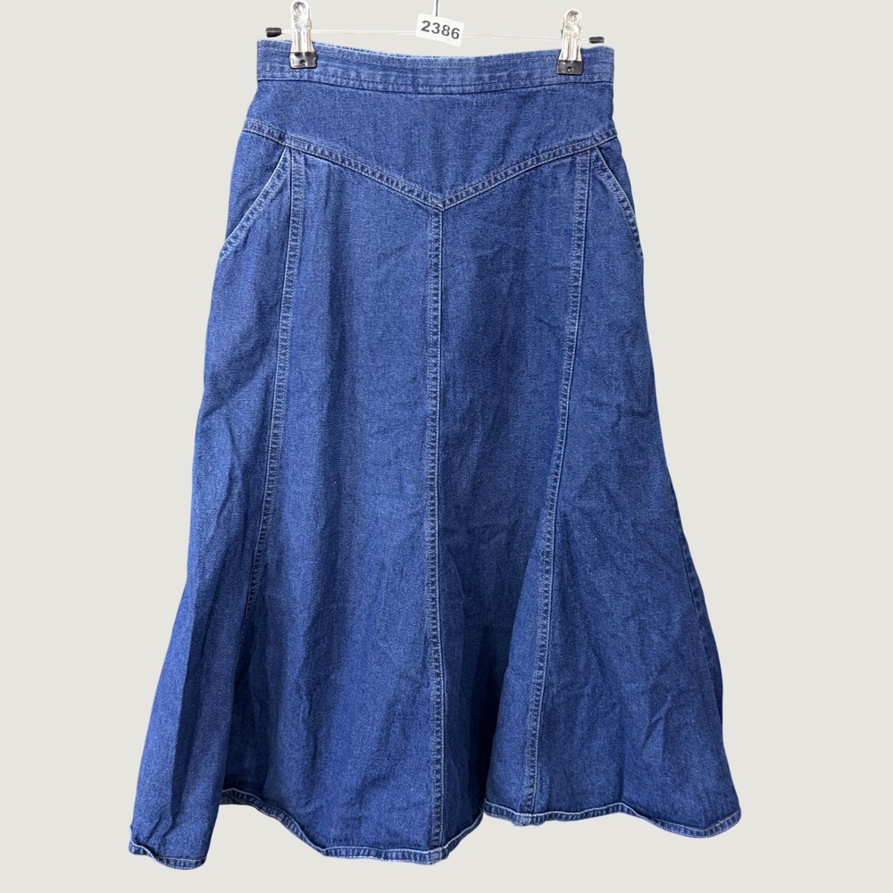 Koret Denim Skirt Womens 6 Petite Blue City Blues Vintage Midi A-Line USA